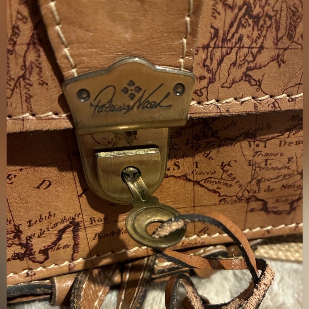 Patricia Nash Laurentina Signature Map Leather Crossbody Purse Brown - Picture 2 of 13
